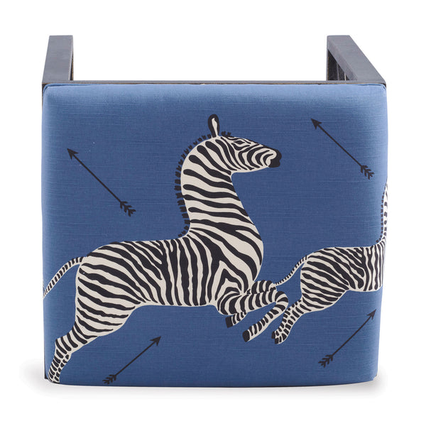 Scalamandre for Port 68 Medallion Bench, Blue Zebra