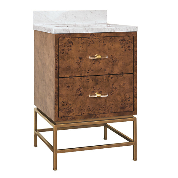 Worlds Away Clifford Burl Wood Bathroom Vanity 24"