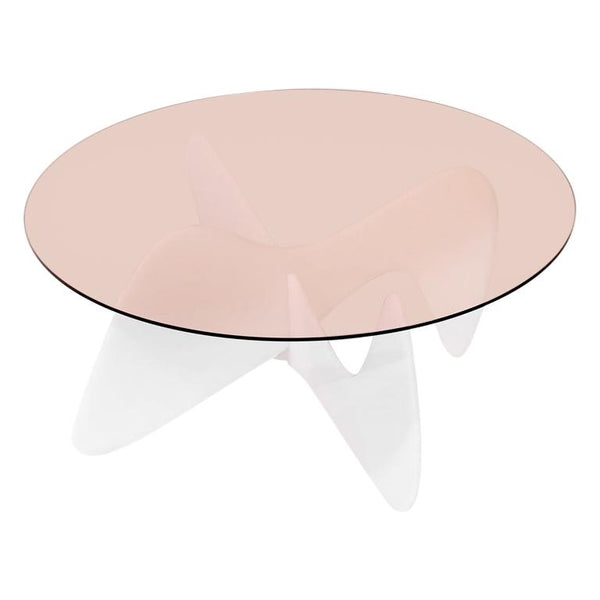 Madeira Coffee Table, White & Rose Glass