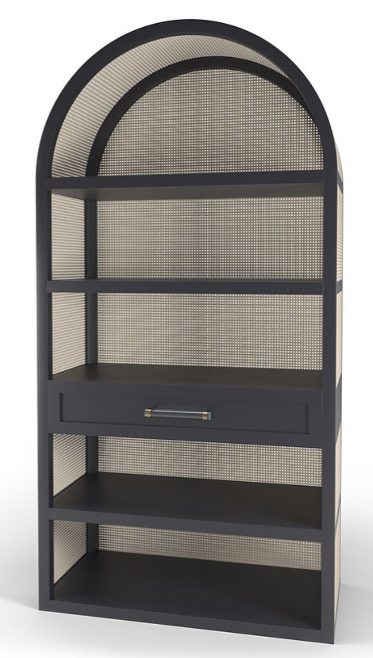 Maggie Cruz Leila Cane Etagere, Black Iron